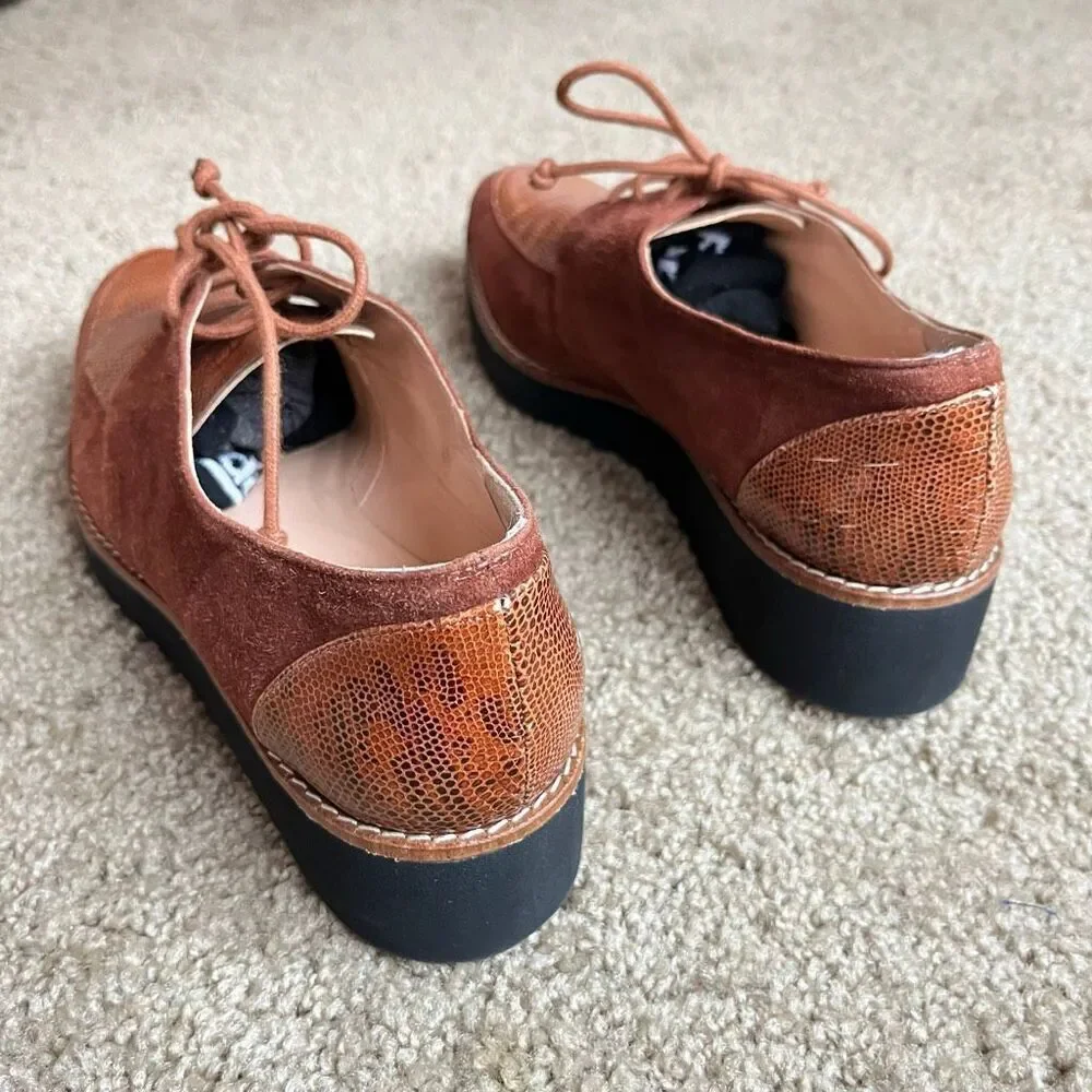 VTG Brenda Zaro Spain Suede Leather Platform Oxford Shoes Size 39